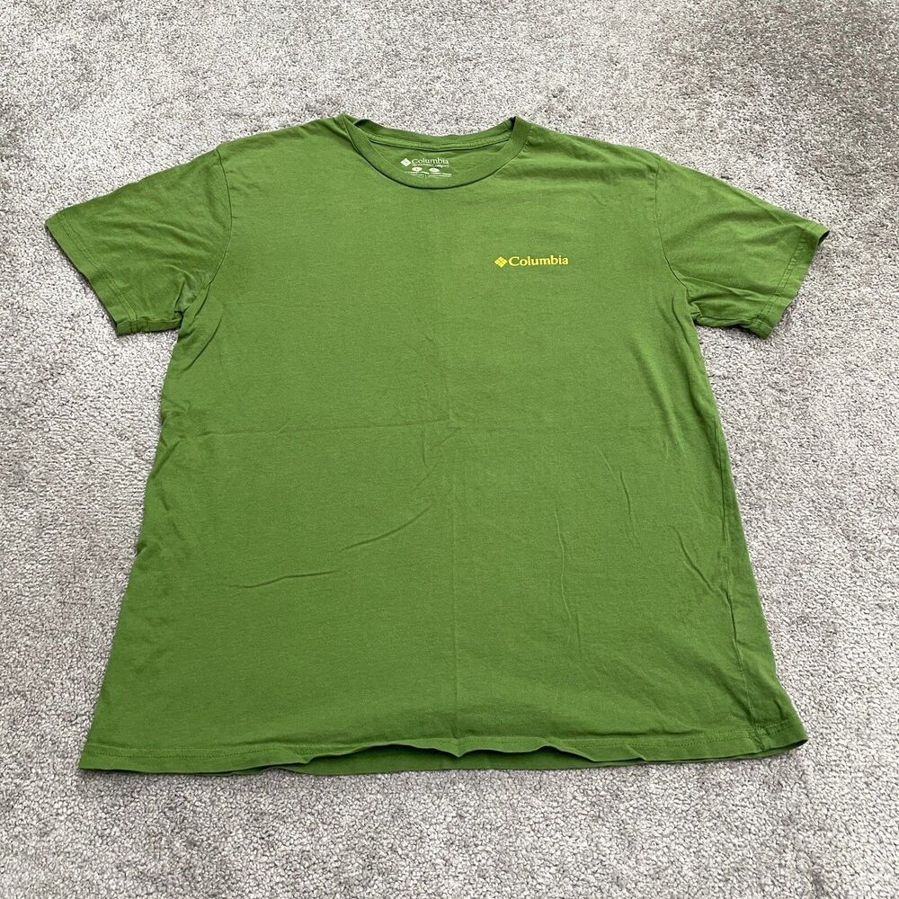 Columbia Graphic T-Shirt Mens Large Green Crew Neck Short Sleeve Casual Tee